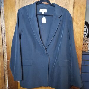 The Drop Size 3X Blake Long Blazer Black Single Button Stretch Jacket